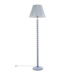 Valuelights Bobbles Powder Blue Bobbin Floor Lamp With Blue Pleated Shade - thumbnail 1