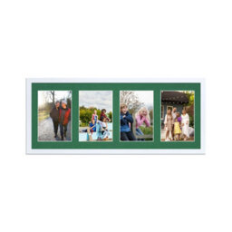 AK Frames 50X20Cm White Sleek Multi Photo Frame With Emerald Mount - Holds 4 Apertures (4X) 6X4 Photos
