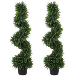 Homcom Artificial Cypress Topiary Tree With 700 Leaves, Set Of 2 - thumbnail 2