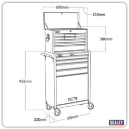 Sealey Ap2513B American Pro Topchest & Rollcab Combination 13 Drawer - Black/grey - thumbnail 3