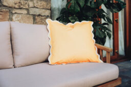 Hayward 50 X 50Cm Outdoor Cushion, Lemon Meringue Scalloped Edge Design, Shower-Resistant Square Cushion For Garden & Patio - thumbnail 3
