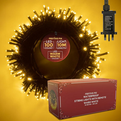 Festive Fix Christmas Tree Lights 10M 100 Led Waterproof Light For Indoor & Outdoor Xmas Decoration With Timer & 8 Modes - image 1