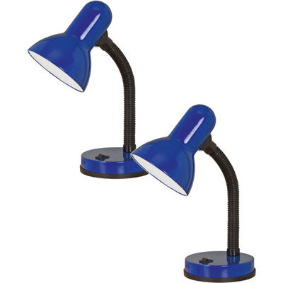 2 Pack Modern Blue Steel Table Desk Lamps With Flexible Design And Rocker Switch - image 1