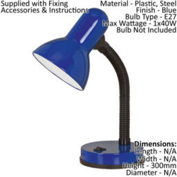 2 Pack Modern Blue Steel Table Desk Lamps With Flexible Design And Rocker Switch - thumbnail 2