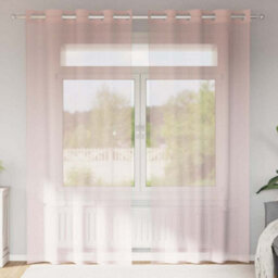 Berkfield Voile Curtains With Grommets 2 Pcs Light Pink 140X225 Cm - thumbnail 1