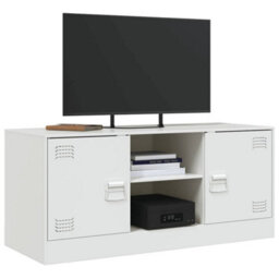 Berkfield Sturdy Tv Cabinet White 99X39X44 Cm Steel - thumbnail 4