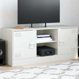Berkfield Sturdy Tv Cabinet White 99X39X44 Cm Steel - thumbnail 2
