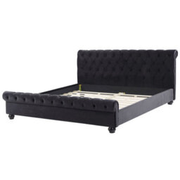Beliani Waterbed Velvet Avallon 180 X 200 Cm (Eu Super King) Black - thumbnail 4