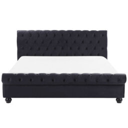 Beliani Waterbed Velvet Avallon 180 X 200 Cm (Eu Super King) Black - thumbnail 6