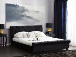 Beliani Waterbed Velvet Avallon 180 X 200 Cm (Eu Super King) Black - thumbnail 2