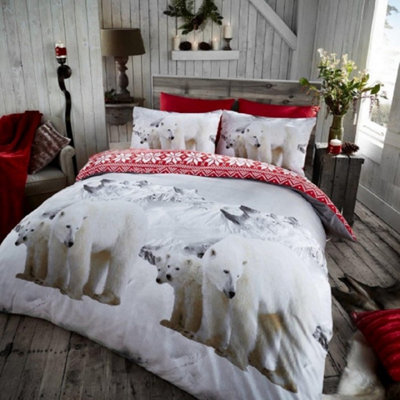 Smart Living Duvet Cover With Pillowcases Flannel Quilt Bedding Covers Comfy Breathable Comforter Cover Set - Polar Bear - image 1