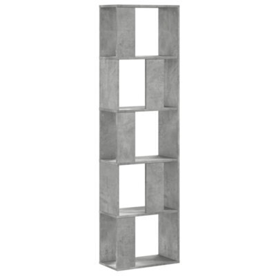 Berkfield Durable Bookcase 5-Tier Concrete Grey 45X23.5X162.5 Cm Engineered Wood