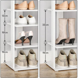 Shoe Rack Wooden Tall Shoe Rack Narrow Shoe Storage Organizer Shoe Shelf White - thumbnail 5
