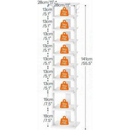 Shoe Rack Wooden Tall Shoe Rack Narrow Shoe Storage Organizer Shoe Shelf White - thumbnail 2