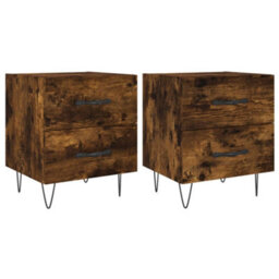 Berkfield Modern Bedside Cabinets 2 Pcs Smoked Oak 40X35X47.5 Cm Engineered Wood - thumbnail 1