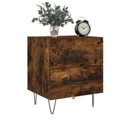 Berkfield Modern Bedside Cabinets 2 Pcs Smoked Oak 40X35X47.5 Cm Engineered Wood - thumbnail 4