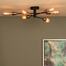 Pagazzi Lighting Pagazzi Gustave 6 Light Black Semi Flush Ceiling Light - thumbnail 1