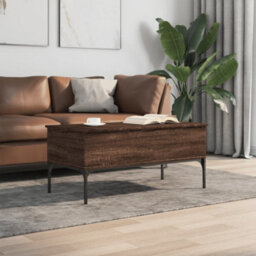 Walplus Coffee Table Brown Oak 100X50X45 Cm Engineered Wood And Metal - thumbnail 3