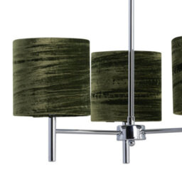 First Choice Lighting Brea - Chrome 3 Light Fitting With Green Crushed Velvet Shades - thumbnail 2