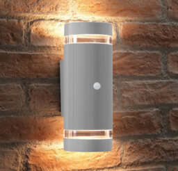 Auraglow Pir Motion Sensor Double Up & Down Wall Light - Florence - Light Grey - Cool White - thumbnail 5