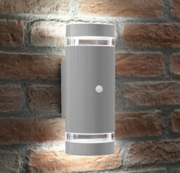Auraglow Pir Motion Sensor Double Up & Down Wall Light - Florence - Light Grey - Cool White - thumbnail 1