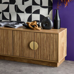 Sweeek. 140Cm Tv Unit Exotic Wooden Effect 4 Doors Celian Brown 140X40X48 Cm - thumbnail 5