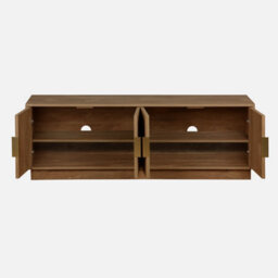 Sweeek. 140Cm Tv Unit Exotic Wooden Effect 4 Doors Celian Brown 140X40X48 Cm - thumbnail 6