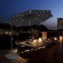 Sundaze 3M Black Garden Banana Parasol Cantilever Umbrella With Solar Led Lights Outdoor Patio - thumbnail 1
