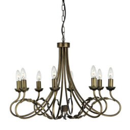 Elegant 8 Bulb Black Gold Chandelier Pendant Light With Led E14 60W Bulbs