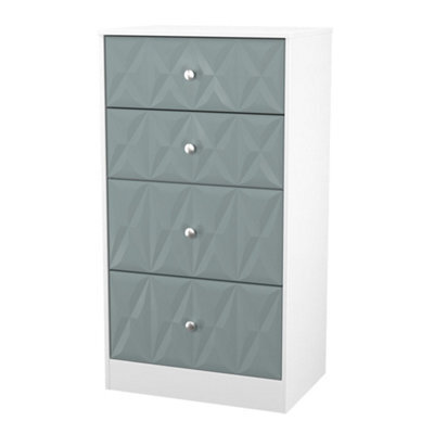 San Jose Ready Assembled Matt Duck Egg Blue & White No Effect 4 Drawer Deep Chest (H)1063mm (W)746mm (D)395mm - image 1