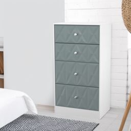 San Jose Ready Assembled Matt Duck Egg Blue & White No Effect 4 Drawer Deep Chest (H)1063mm (W)746mm (D)395mm - thumbnail 3