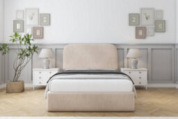 "Sloomy Belvoir Sand Naples Bed Frame With Mattress With 45"" Upholstered Headboard 5' King" - thumbnail 1