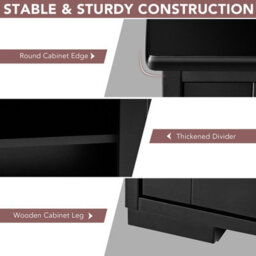 Costway Buffet Sideboard Cabinet Freestanding Server Table Kitchen Cupboard W/ Sliding Door-Black - thumbnail 9