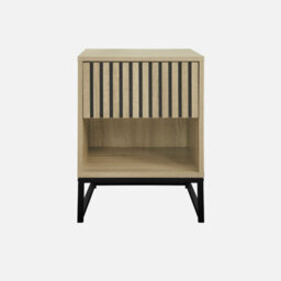 Sweeek. Set Of 2 Contemporary-Style Bedside Tables With 1 Grooved Wood-Effect Drawer - thumbnail 3