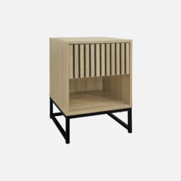 Sweeek. Set Of 2 Contemporary-Style Bedside Tables With 1 Grooved Wood-Effect Drawer - thumbnail 2