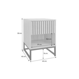 Sweeek. Set Of 2 Contemporary-Style Bedside Tables With 1 Grooved Wood-Effect Drawer - thumbnail 7