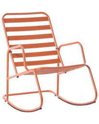Beliani Orange Aluminium Slatted Rocking Chair - Lightweight Weatherproof Patio Armchair - thumbnail 3