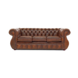 Chesterfield 3 Seater Antique Tan Real Leather Sofa Bespoke In Kimberley Style - thumbnail 2