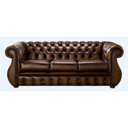 Chesterfield 3 Seater Antique Tan Real Leather Sofa Bespoke In Kimberley Style - thumbnail 1
