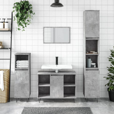 Berkfield Bathroom Cabinet Concrete Grey 80X33X60 Cm Engineered Wood - image 1