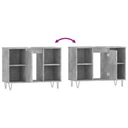 Berkfield Bathroom Cabinet Concrete Grey 80X33X60 Cm Engineered Wood - thumbnail 9