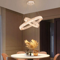 Long Life Lamps Company Modern 40W Led 2 Ring Ceiling Pendant Light Gold Round Chandelier 3 Cct K404 - thumbnail 9