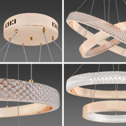 Long Life Lamps Company Modern 40W Led 2 Ring Ceiling Pendant Light Gold Round Chandelier 3 Cct K404 - thumbnail 6