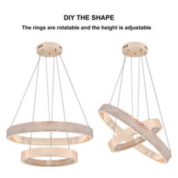 Long Life Lamps Company Modern 40W Led 2 Ring Ceiling Pendant Light Gold Round Chandelier 3 Cct K404 - thumbnail 5