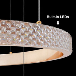 Long Life Lamps Company Modern 40W Led 2 Ring Ceiling Pendant Light Gold Round Chandelier 3 Cct K404 - thumbnail 7