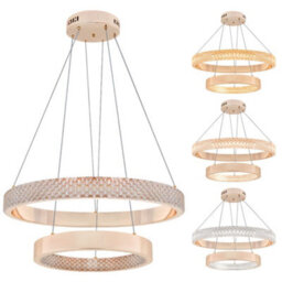 Long Life Lamps Company Modern 40W Led 2 Ring Ceiling Pendant Light Gold Round Chandelier 3 Cct K404