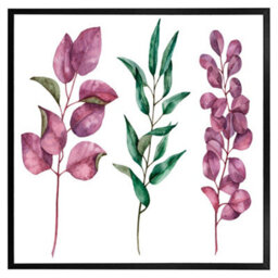 "Andrew Lee Purple & Green Leaves (Picutre Frame) / 12X12"" / Oak" - thumbnail 6