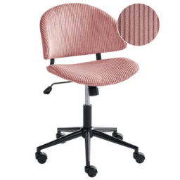 Beliani Office Chair Kiana Corduroy Pink - thumbnail 1
