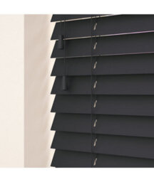 50mm Slat Slate Grey Real Wood Venetian Blind With Strings 120Cm Drop 215Cm Wide
