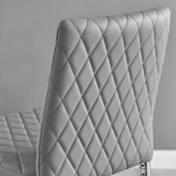 Furniturebox Milan Grey Diamond-Stiched Faux Leather Silver Leg Padded Bar Stools (Set Of 2) - thumbnail 4